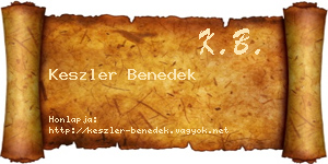 Keszler Benedek névjegykártya